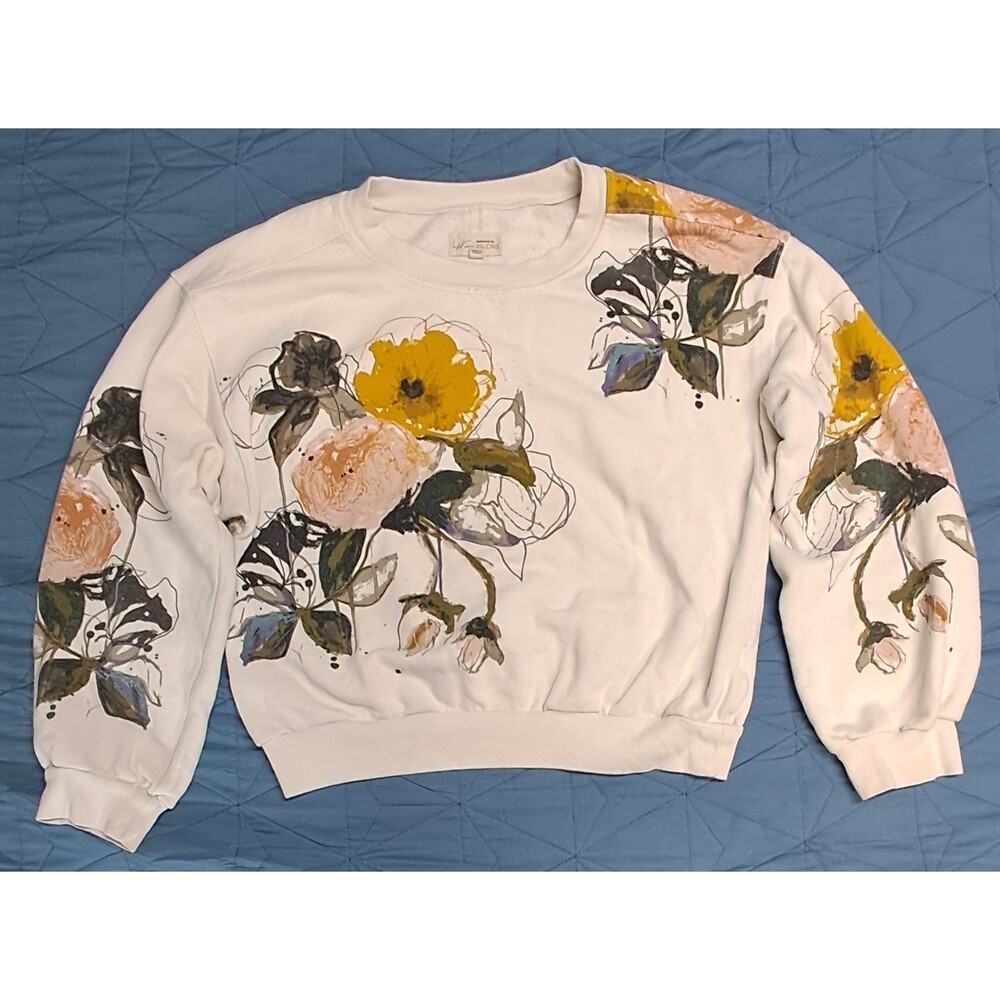 Leigh Viner for Pilcro Anthropologie Niki Bubble Floral Sweatshirt Womens M